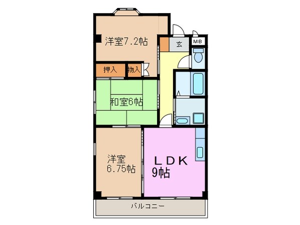 ボヌール岩崎台　Ｂ棟の物件間取画像